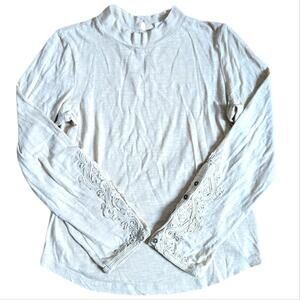 Free People Hooked On You Cuff Top Embroidered Beaded Boho Long Sleeve Shirt